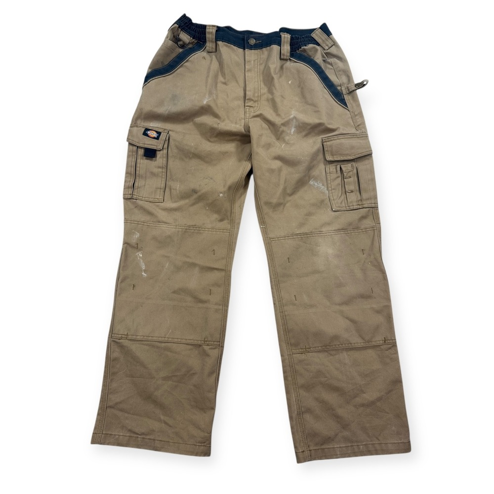 Dickies Pants Men's 36x30 Khaki Two Tone Work Double Knee‎ Cargo Relaxed Fit